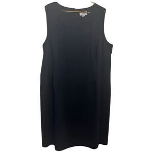 Covington Black Sheath Dress 22W Poly Suiting Lined Sleeveless Career Work
